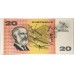 AUSTRALIA 1991 . TWENTY 20 DOLLAR BANKNOTE . ERROR . MISSING SOME COLOUR SIMULATIONS